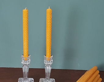 1930s Pair of Square Based ART DECO Pressed Glass Candlesticks