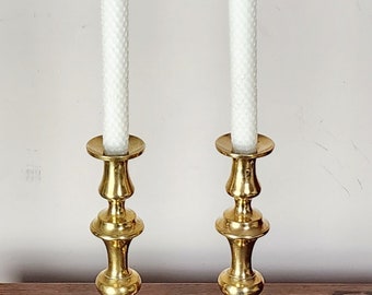 1890s Antique Pair of Elegant High-Quality VICTORIAN Brass Candlesticks