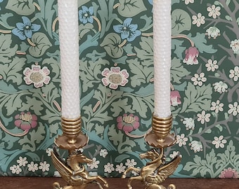 1890s Pair of Unusual PEGASUS VICTORIAN Brass Candlesticks