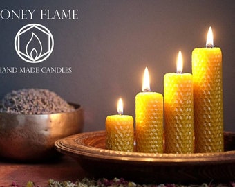 SALE 4 x 100% Pure Pillar BEESWAX candles ~ Eco-friendly