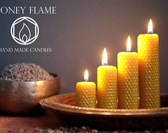 SALE 4 x 100% Pure Pillar BEESWAX candles ~ Eco-friendly