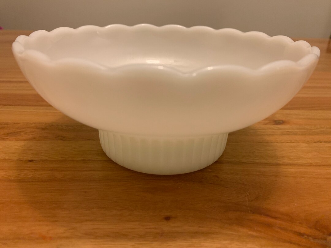 Vintage EO Brody Pedestal Milk Glass Bowl, Milk Glass Planter, Trinket