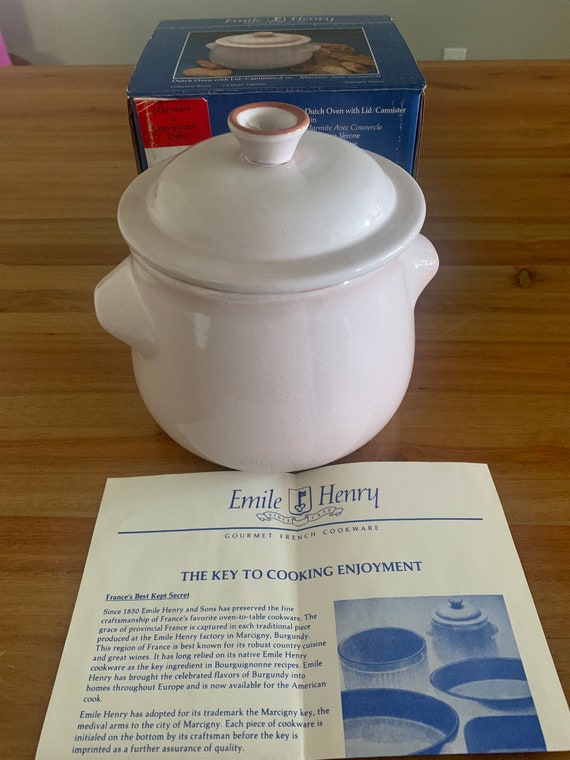 Vintage Emile Henry Dutch Oven, 1.8L Quart Ceramic Teracotta Casserole,  Blush Pink Colour, Brand New, French Cooking, Made in France 