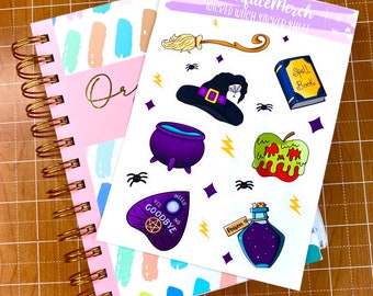 Wicked Witch Planner Stickers, Halloween Sticker Sheet, Aesthetic Sticker Pack, Spooky Sticker Sheet, Witch Sticker Planner, Witchy Stickers