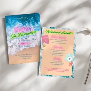 Tropical Cancun Birthday Invite Template, Editable Mexico Girls Trip Invitation, Beach Party Weekend Itinerary Destination Getaway Canva DIY