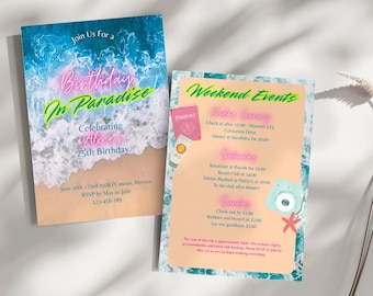 Birthday Trip Itinerary Template for Weekend Away Editable Template Invitation Weekend Digital Invitation Vacation Itinerary Girls Trip