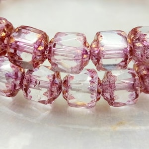 25 Bohemian Cathedral Baroque Beads 6 mm - Crystal with Purple and Bronze - Faceted - Transparent - Bols Beads - One Strand