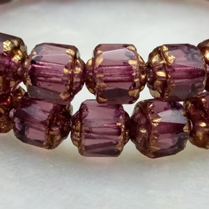 25 Bohemian Cathedral Baroque beads 6 mm - Amethyst m. Bronze - Faceted - transparent - Bols beads - one strand