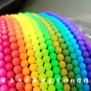 15 Neon Farben 4mm - Einzeln 50 Stk. oder als SET 150 Stk (je Farbe x10) - Matt gefrostet - gepresst - UV aktiv - N_5
