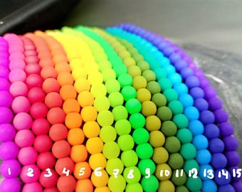 15 Neon Colors 4 mm - Individually 50 pcs. or as a set of 150 pcs. (10 each color) - Matt frosted - pressed - UV active - N_5
