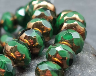 12 Perles Facettes De Bohème Preciosa 10 Mm – Émeraude Opale AB, Pour Création Bijoux