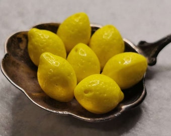 8 Czech LEMONS 14 x 10 mm - Yellow Opaque - Lemon Beads - Top Drilled - Czech Fruit Beads - Pendant - CZ_1186