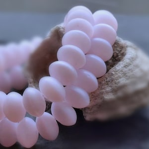 10 Bohemian DONUTS 6 x 9 mm - Smooth - Soft Pink Alabaster MATT - Premium Czech Glass Beads - RARE - CZ_1413