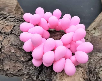 20 UNICORN Neon Pink Drops 9 x 6 mm - Pear Tear Drop - Opaque Lt. Pink - matt frosted - Bohemian glass beads - Glass drops - Tears - RARITY