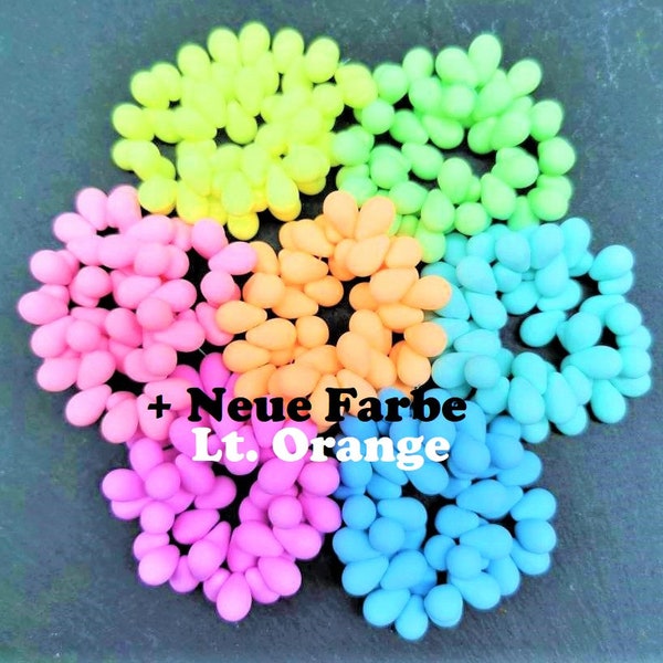 Set 84 Stk EINHORN Neon Tropfen 9x6mm 7 Farben je Farbe 12 Stk Birne Tear Drop Böhmische Glasperlen RARITÄT (CZ_539)