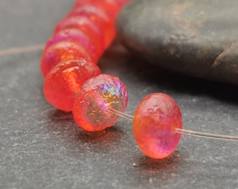 10 Bohemian Rondelles 7 x 4 mm - Celestial Orange - Etched - Without Facets - Premium Beads - B_1713*