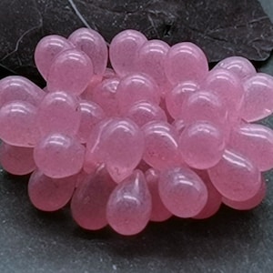 15 Bohemian DROPS 9 x 6 mm - Pear - Teardrop - Pink Opal Decor - Translucent - Glass Drops - B_568