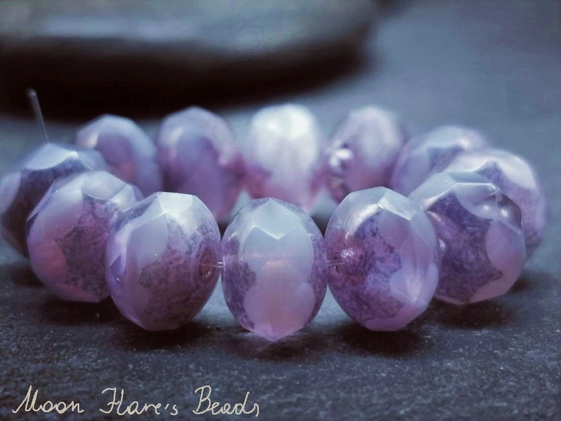 20 Perles Facettes De Bohême 8mm Opaque Lilas Gold – Preciosa, Fabrication Française
