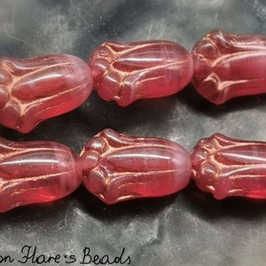 15 TULIP Beads 12 x 8 mm Deep Rosewood Opal Copper Premium - CZ_796