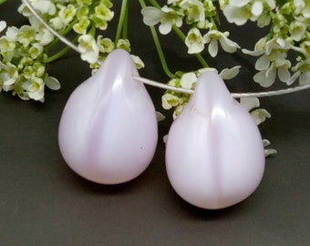 2 Grote Tsjechische Teardrops 14 x 10 mm - Zacht Roze - Opaline Glas - Peer - Tsjechische Glaskralen - Glazen Druppel Tranen - Boho - SCHITTEREND