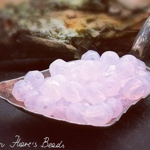 50 Fire-POLISHED BALLS 4 mm - Rosewater Opal - translucent - milky - Bohemian faceted glass beads (B_701)