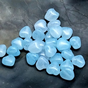 NEW! 25 cute glass heart beads - Dyed - 6 mm - Aqua Opal - pressed beads