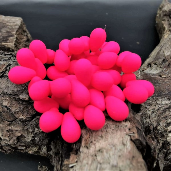 20 NEON Pink Tropfen 9x6mm - Birne Tear Drop - Opak Hot Pink- matt gefrostet - Böhmische Glasperlen - Glastropfen - Tränen - UV-AKTIV - Rar