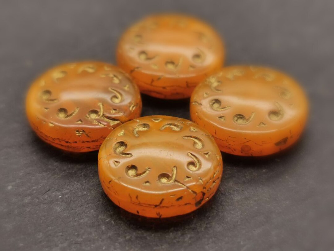 4 Small Sunbeams 14 Mm - Orange Opal With Bronze - Translucent ...