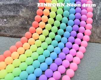 9 UNICORN Neon Colors 4 mm - Individually 50 pcs. or as a set 135 pcs. (each color x15) - Matt frosted - pressed - UV active - N_13