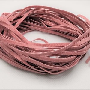 Suede cord 3 mm, leather cord, leather cord, braided cord - Dusty Rose - Flat, 0.3 mm - very soft - Ideal for small pendants - from Italy