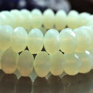 10 Bohemian Rondelles 7 x 4 mm - Fire Polished - Light Yellow Opal - Premium Czech Beads - CZ_1258