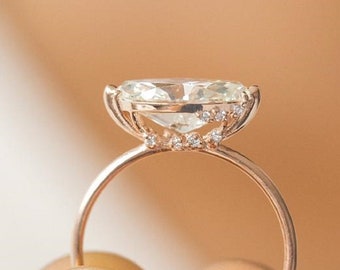 2.30 Ct Marquise Cut East West White Moissanite Ring, Solid 14K Rose Gold, Bridal Gift, Halo Engagement Ring, Valentines Gift Sale