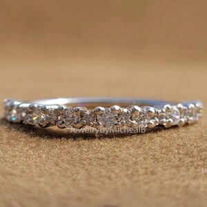 14K White Gold Lab Diamond Eternity Band, Dainty Half Eternity Wedding Ring, Stackable Diamond Ring, Sustainable Jewelry for Her