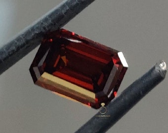 Orange Color Lab Grown Diamond, Emerald Cut Lab Created Diamond VVS-VS, Color Lab Diamond for Engagement Ring, Wedding Ring, Diamond for Her