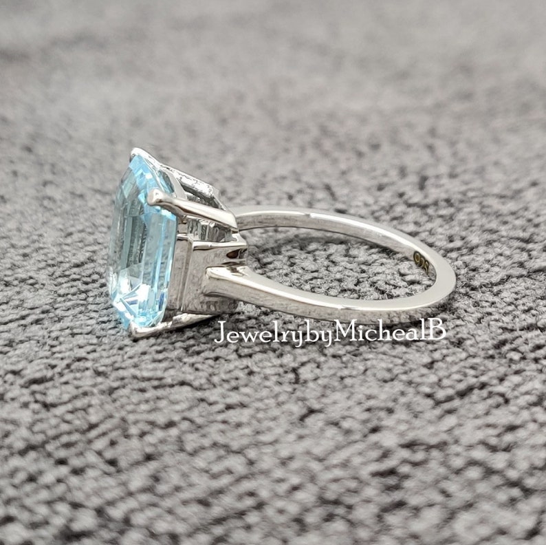 Details about Women's Solitaire Ring 4 ct Emerald Cut Aquamarine 14k White Gold Over Silver Details about Women's Solitaire Ring 4 ct Emerald Cut Aquamarine 14k White Gold Over Silver