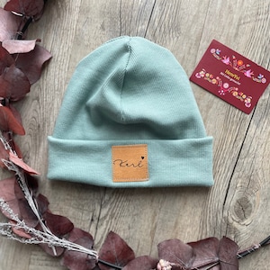 Personalized hipster beanie in mint