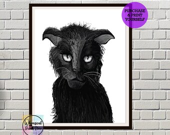 Black Cat- Sketch -Printable - Print for home or office