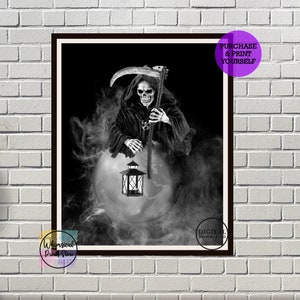 Who&#39;s Next! Grim Reaper Print - Halloween Wall Art - Skeleton -Printable Halloween  -Download and Print - Printable