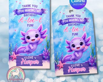 A-Lot-l Birthday Party Favour Tags. Kids Birthday Party Decor. Canva Editable Template.