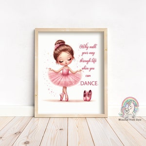 Ballerina Nursery Decor, Ballet Dancer Nursery Print, Pink Ballerina Wall Art, Ballerina art for girls room, Instant download, Digital file.