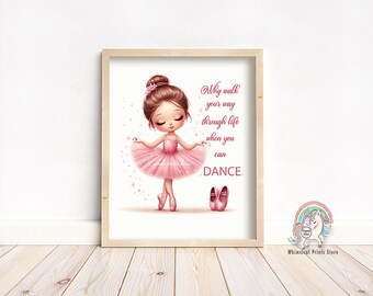 Ballerina Nursery Decor, Ballet Dancer Nursery Print, Pink Ballerina Wall Art, Ballerina art for girls room, Instant download, Digital file.