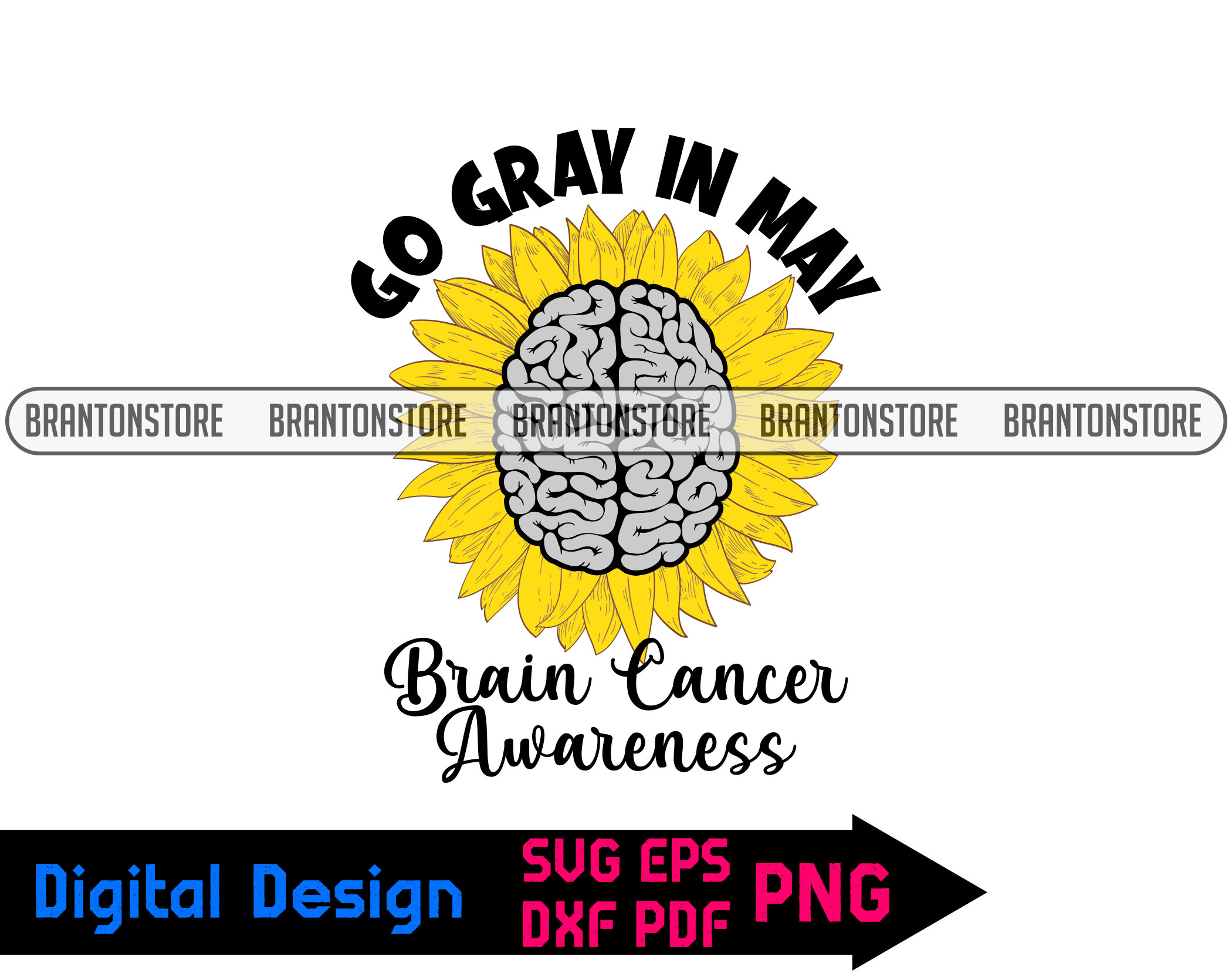 Go Gray In May Brain Cancer Awareness Svg Brain Cancer Etsy