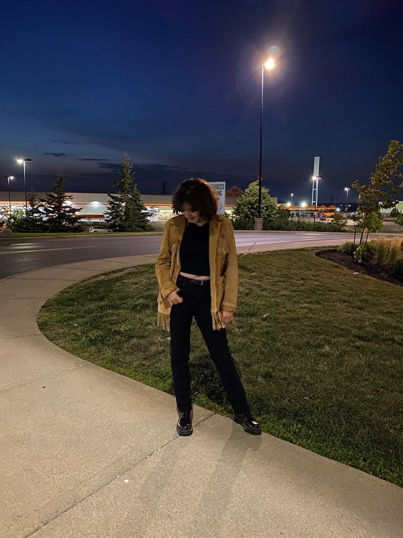 70's Leather Jacket, Fringed Jacket, Camel Jacket