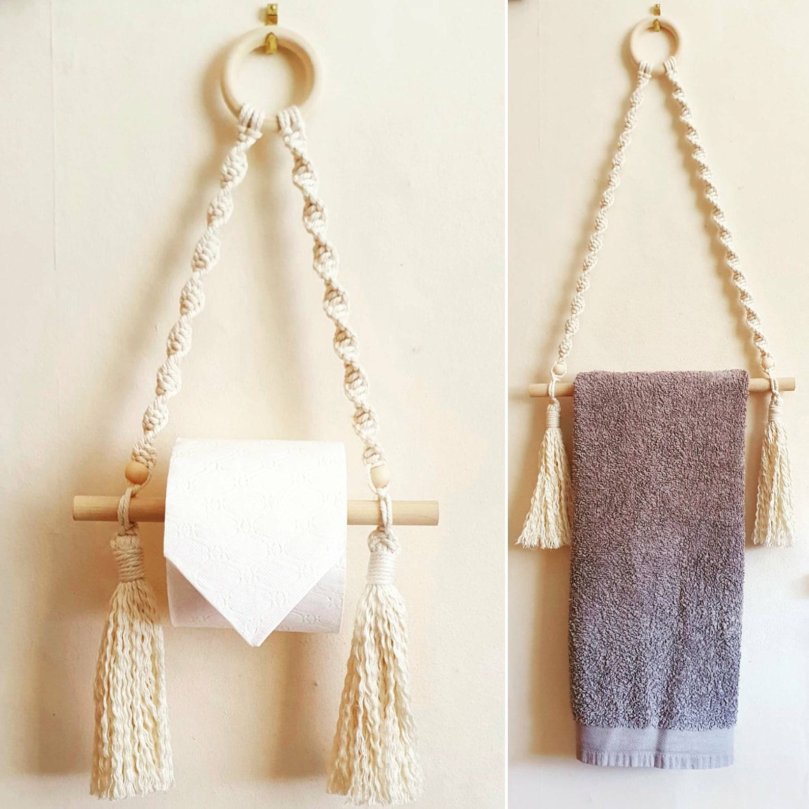 Toilet Roll Holder Macrame Towel Rail Macrame Toilet Roll Etsy