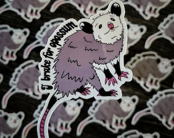 I brake for opossum vinyl sticker, vinyl sticker, opossum sticker, animal sticker, possum sticker, vinyl opossum sticker