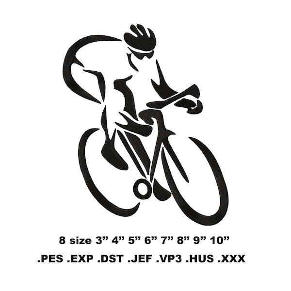 Embroidery Designs Fast Cyclist.  Files with design for machine embroidery. Format pes vp3 jef Hus dst exp xxx. 8 sizes. Digital product!