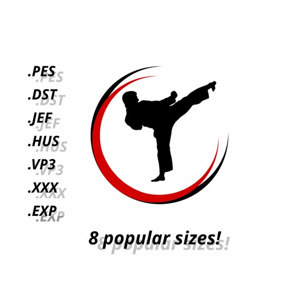 Taekwondo Embroidery Designs. Files with design for machine embroidery. Format pes vp3 jef Hus dst exp xxx. 9 sizes. Digital product!