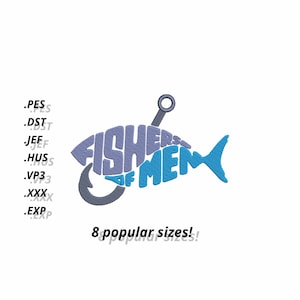 Fishers of Men. Files with design for machine embroidery. Format pes vp3 jef Hus dst exp xxx. 7 sizes. Digital product. Download!