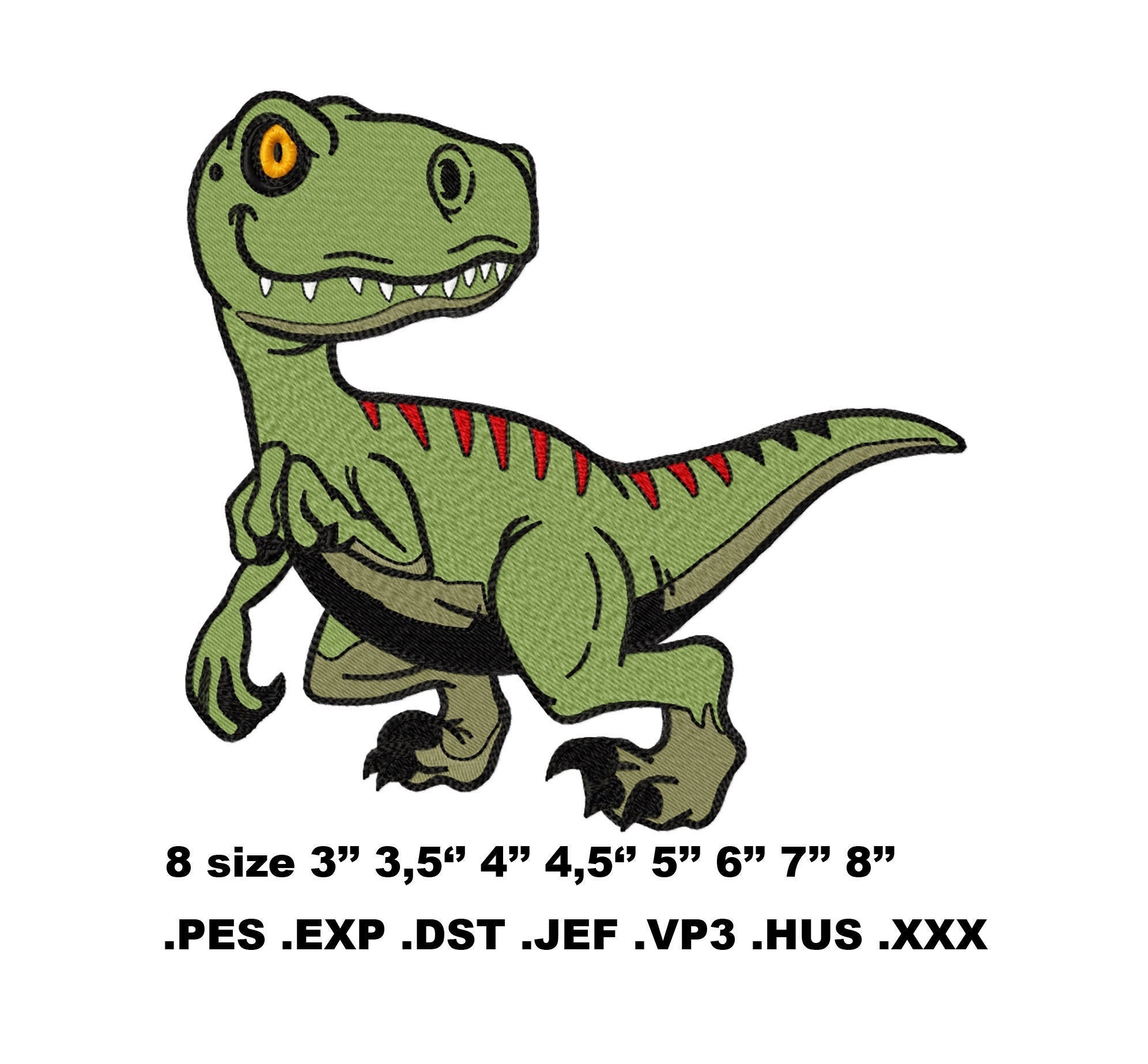 Broderie dinosaure T-Rex. Fichiers de conception de broderie à la machine.  Format pes vp3 jef Hus dst exp xxx. 8 tailles - Etsy France