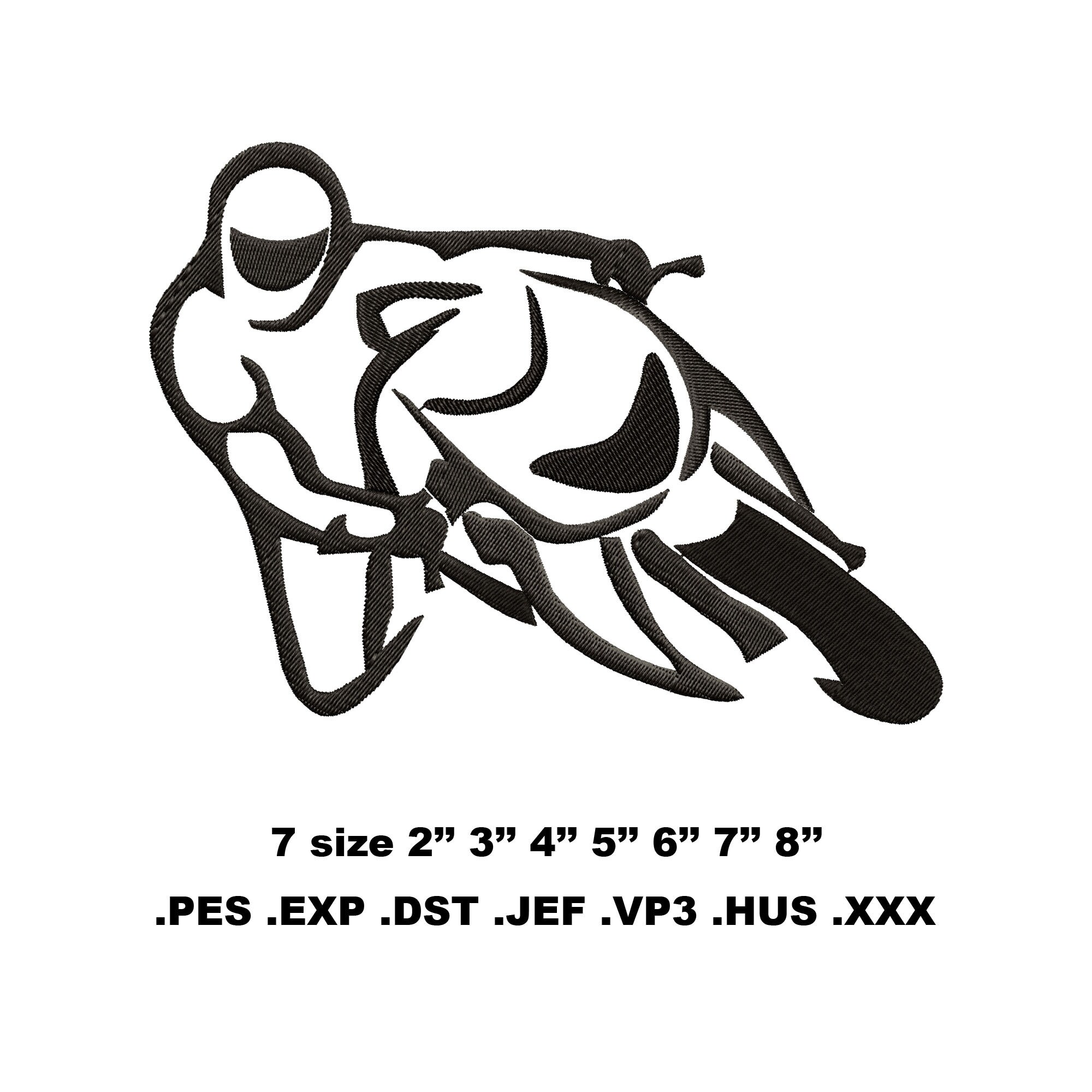 Digital Embroidery Designs for Motorcyclists. Creative Files for Machine Embroidery. Available in Various Formats. Instant Download!